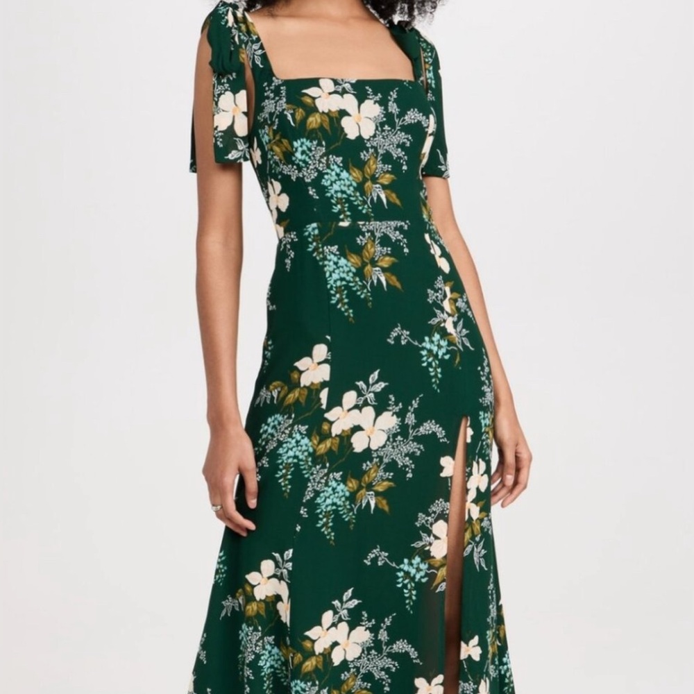 Reformation Green Floral Maxi Dress